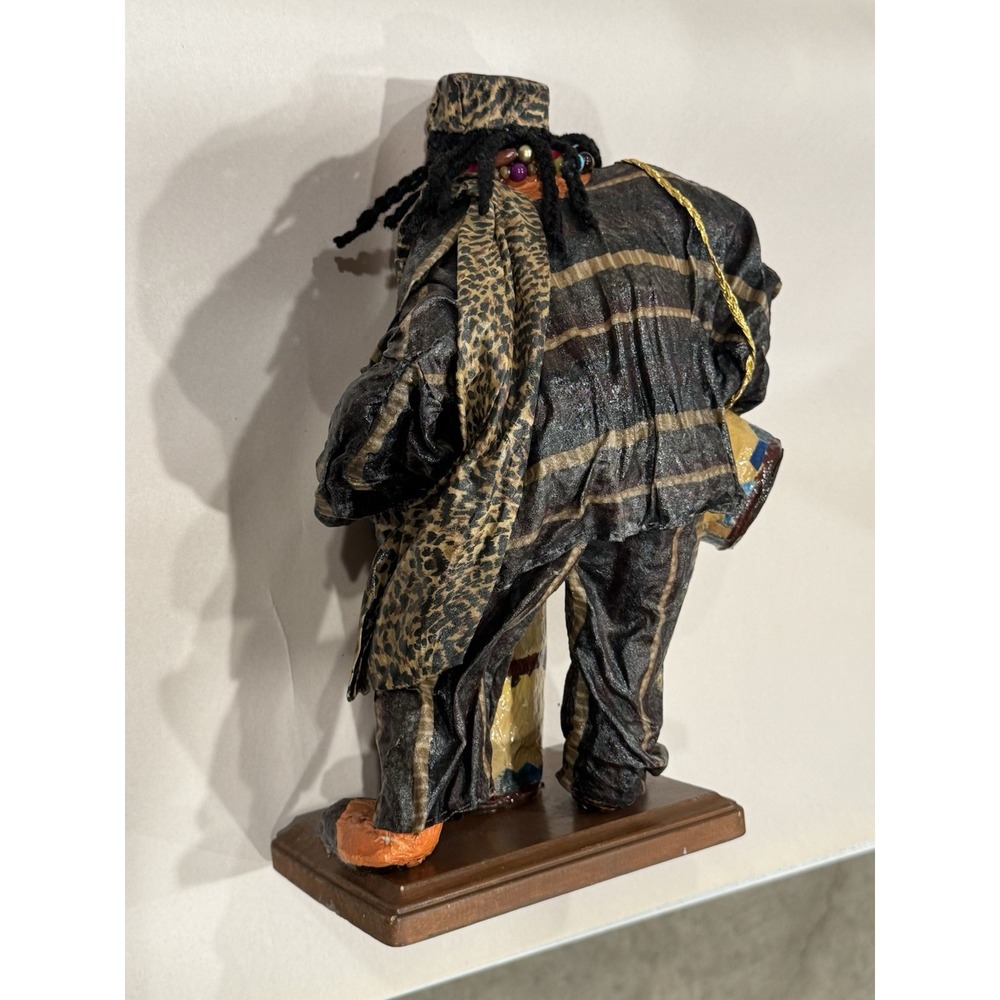 Papier Mache Jamaican African Folk Art Hand Made Hand Painted Drum Bongos Figure - Picture 4 of 9